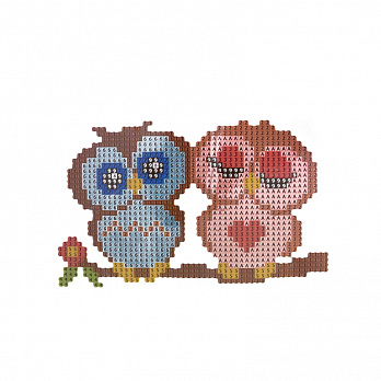 Набір алмазного живопису (наклейка) 15х9 см, Совушки (SXM-051559)