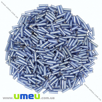 Бисер китайский стеклярус, 6 мм, Серо-голубой блестящий (BIS-012060)