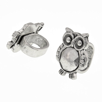 Бусина мет., Сова, 19х16 мм, Античное серебро (BUS-013588)