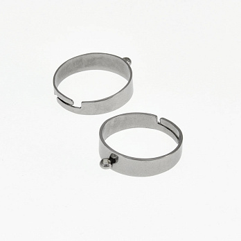 Кільце з нерж. сталі з петлею, 18 мм, Темне срібло (OSN-060526)