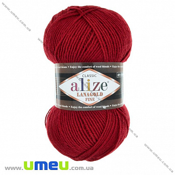 Пряжа Alize Lanagold Fine 100 г, 390 м, Червона 56 (YAR-023327)