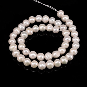 Намистини Перли річкові натуральні, Молочний, 7-9 мм (36 см) (BUS-048782)