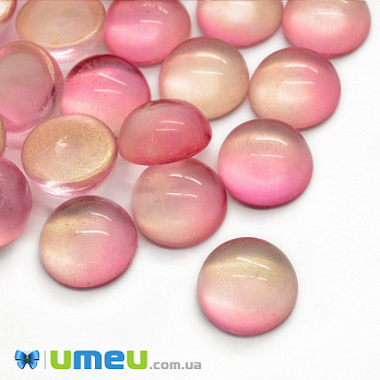 Кабошон скляний, 14 мм, Золотисто-рожевий (KAB-050681)