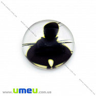 Кабошон стекл. с принтом Кот, 18 мм, Круглый (KAB-013675)