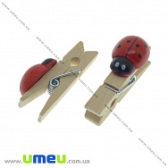 Декоративна прищіпка Божа корівка, 35х15 мм, Червона (DIF-034574)