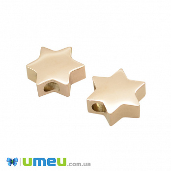 Бусина из нержавеющей стали Звёздочка, 8х8 мм, Розовое золото (STL-044607)