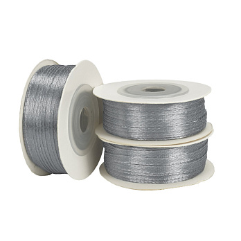 Атласна стрічка двостороння, 3 мм, Сіра (LEN-056753)