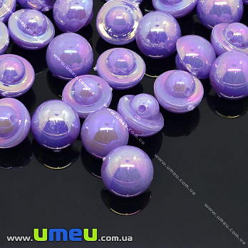 Пуговица пластиковая на ножке Круглая перламутровая, 10 мм, Сиреневая АВ (PUG-012846)