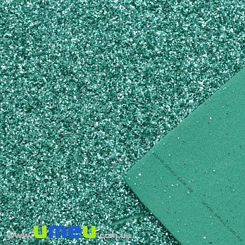 Фоаміран гліттерний (Китай), 20х30 см, М'ятний (FOM-037072)