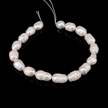 Намистини Перли річкові натуральні молочні, Рис, 7-9х10-14 мм (18 см) (BUS-053736)