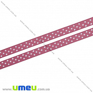 Репсова стрічка в горошок, 10 мм, Рожева темна (LEN-022430)