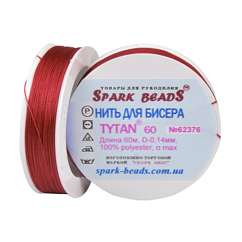 Нить для бисера Титан 60, Красная №62376, 60 м (MUL-060046)