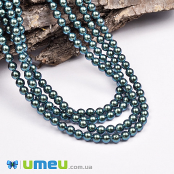 Намистини чеське скло Preciosa Перли 4 мм Pearlescent Peacock Green, Зелені (BUS-049423)