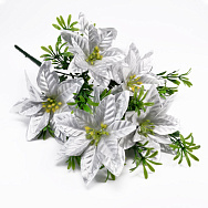Букет пуансетії, 33 см, Сріблястий (DIF-052633)