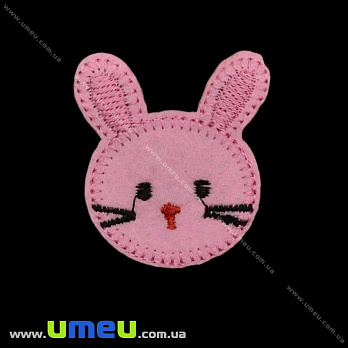 Термоаплікація дитяча Зайчик, 4,5х4 см, Рожева (APL-022275)