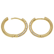 Сережки-кільця Huggie, Латунь з покриттям 18 kt, Стрази куб. цирконій, 20,5х20х2,5 мм (OSN-053093)