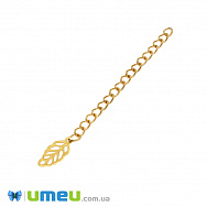 Ланцюг-подовжувач з нерж. сталі з кінцевиком, 6-6,5 см, Золото, 4х3 мм (ZEP-049011)