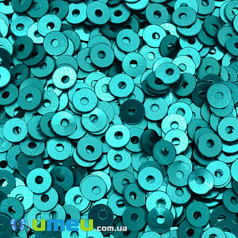 Пайетки Индия круглые плоские, 4 мм, Морская волна (PAI-037572)