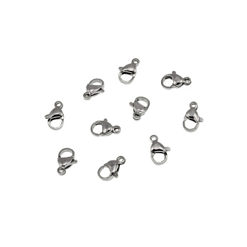 Замки-карабины из нержавеющей стали, 10х6 мм, Темное серебро (STL-056997)