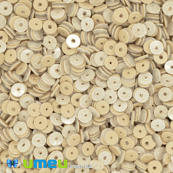 Паєтки Індія круглі плоскі, 4 мм, Бежево-молочні (PAI-042004)