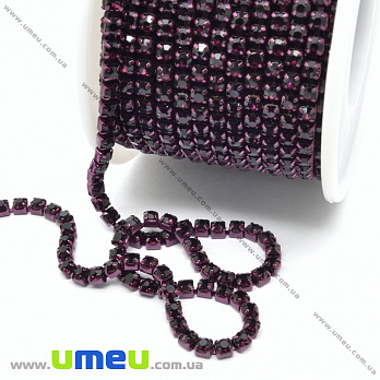 Стразовая цепь SS12 (2,8 мм), Фиолетовый, Стразы стеклянные фиолетовые (ZEP-036418)