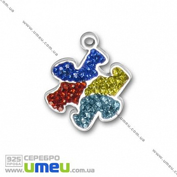 Подвеска из Серебра 925 с кристаллами Swarovski, Пазл, 22х19 мм (POD-002160)