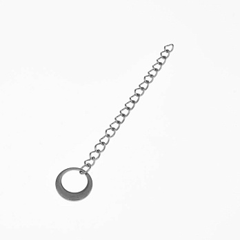 Ланцюг-подовжувач з нерж. сталі з кінцевиком, 6 см, Темне срібло, 4х3 мм (ZEP-057060)