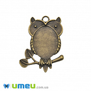 Основа овальна Сова, 43х30 мм, 25х18 мм, Антична бронза (OSN-049458)