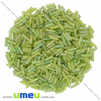 Бисер китайский стеклярус, 6 мм, Салатовый АВ прозрачный (BIS-012056)