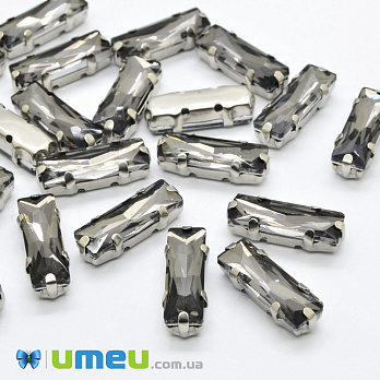 Шатон прямокутний 15х5 мм, Темне срібло, Сірий (KAB-038004)