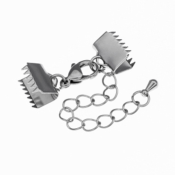 Замок-карабін із нерж. ст. із затискачами 10,5х9 мм, Темне срібло (STL-055759)