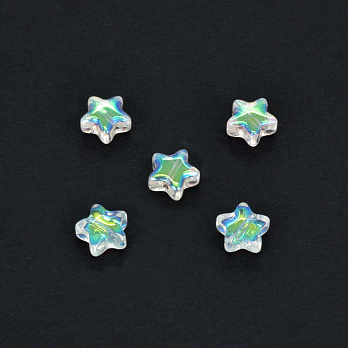 Бусины стеклянные, Звезда, 8х4 мм, Прозрачные АВ (BUS-057513)