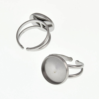 Кольцо из нерж. стали под кабошон 14 мм, Темное серебро (OSN-060535)