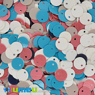 Паєтки Індія круглі плоскі (зміщений отвір), 6,5 мм, Мікс (PAI-041442)