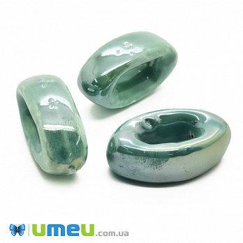 Намистина керамічна УЦІНКА, 28х9х16 мм, Зелена (BUS-010532)
