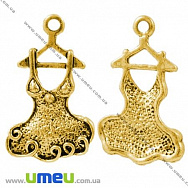 Подвеска метал. Платье, 28х17 мм, Античное золото (POD-001184)