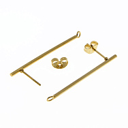 Пусети з нерж. сталі із заглушками, 37,5х12,5 мм, Золото (STL-055278)