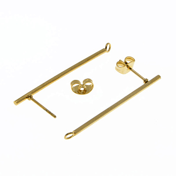 Пусети з нерж. сталі із заглушками, 37,5х12,5 мм, Золото (STL-055278)