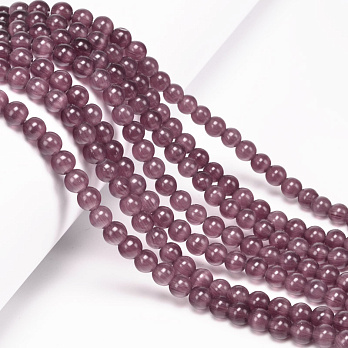 Бусины Кошачий глаз, Синт. камень, 6 мм, Сиреневые, Круглые (BUS-054282)