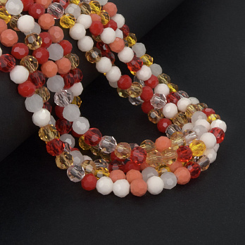 Бусины круглые граненые, 6 мм, Микс красный (BUS-057333)