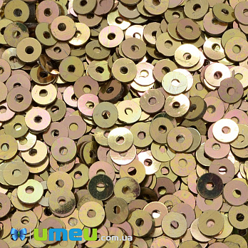 Паєтки Індія круглі плоскі, 4 мм, Золотисті АВ (PAI-037549)