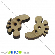 Гудзик дерев'яний Ніжка, 21х18 мм, Натуральне дерево (PUG-032921)