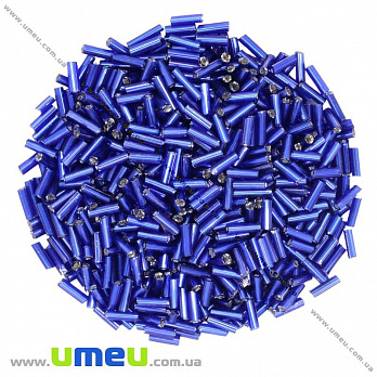 Бісер китайський стеклярус, 6 мм, Синій блискучий (BIS-012054)