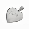 Медальон Сердце Love из нержавеющей стали, 29х29х7 мм, Темное серебро  (STL-061285)