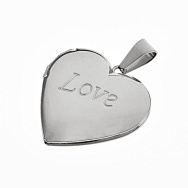 Медальйон Серце Love з нержавіючої сталі, 29х29х7 мм, Темне срібло (STL-061285)