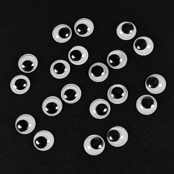 Глазки клеевые круглые с бегающими зрачками, 10 мм, Белые (DIF-056617)