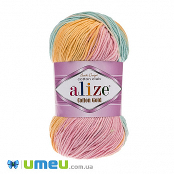 Пряжа Alize Cotton Gold Batik 100 г, 330 м, Бежево-блакитна 6784 (YAR-039814)