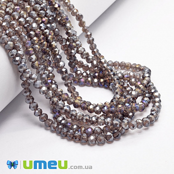 Бусины рондели, 4х3 мм, Серые АВ (BUS-049093)