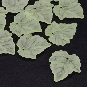 Бусины акриловые матовые, Листики, 24х23 мм, Салатовые (BUS-054310)