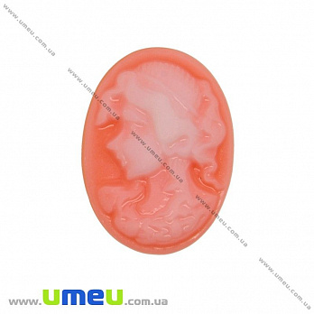 Кабошон из полимерной глины Камея, 25х18 мм, Оранжевый (KAB-001985)